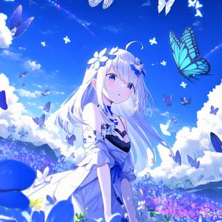 Light blue sky anime wallpaper