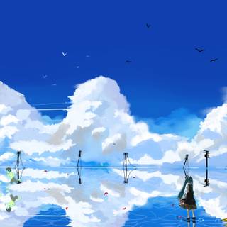 Light blue sky anime wallpaper