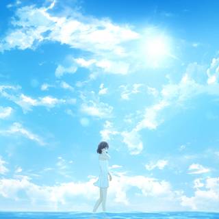 Light blue sky anime wallpaper