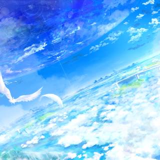 Light blue sky anime wallpaper