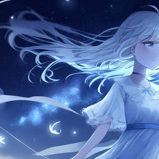 Night sky anime girl wallpaper