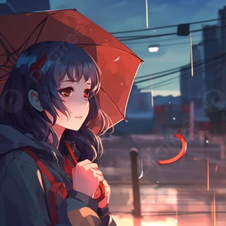 Raining anime girl wallpaper