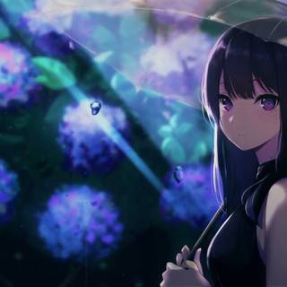 Raining anime girl wallpaper