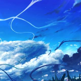 Light blue sky anime wallpaper