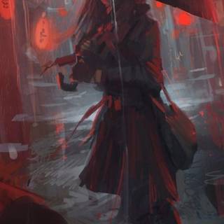 Raining anime girl wallpaper