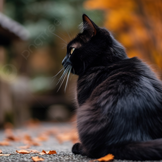 Autumn black cats wallpaper