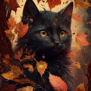 Autumn black cats wallpaper