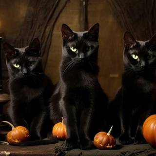 Autumn black cats wallpaper
