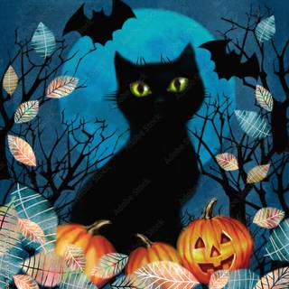 Autumn black cats wallpaper