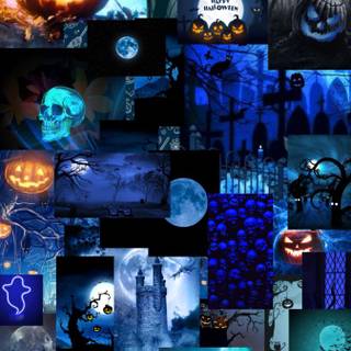 Aesthetic blue Halloween wallpaper