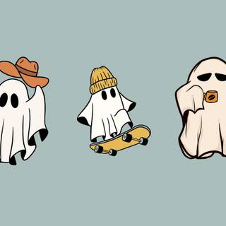 Blue and white Halloween wallpaper