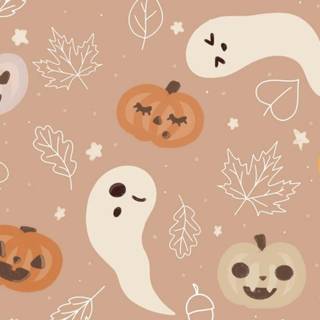 Halloween ghost and pumpkin wallpaper