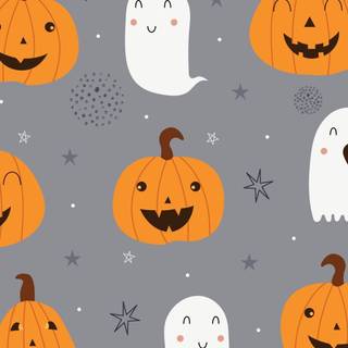 Halloween ghost and pumpkin wallpaper