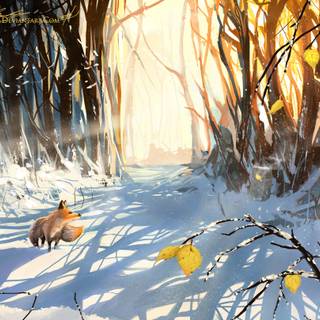 Fantasy winter forest wallpaper