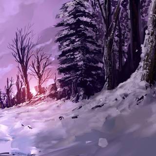 Fantasy winter forest wallpaper