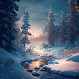 Fantasy winter forest wallpaper
