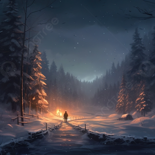 Fantasy winter forest wallpaper
