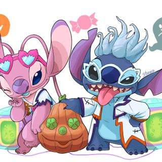 Halloween Angel and Stitch wallpaper