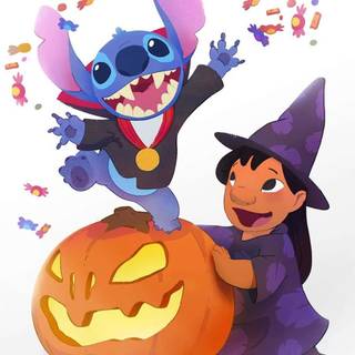 Halloween Angel and Stitch wallpaper