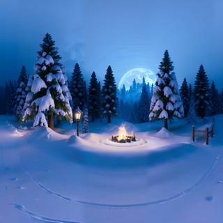 Fantasy winter forest wallpaper