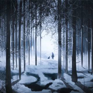 Fantasy winter forest wallpaper