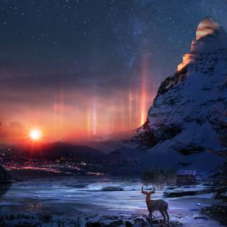 Winter night iPhone wallpaper