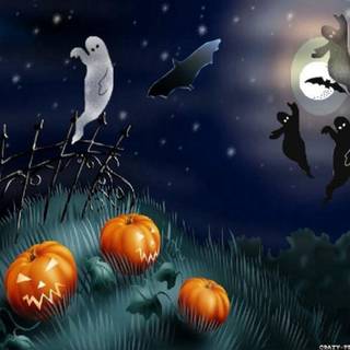 Blue and white Halloween wallpaper