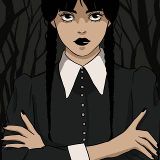 Wednesday Addams cartoon wallpaper
