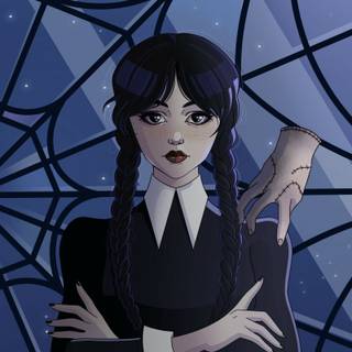Wednesday Addams cartoon wallpaper