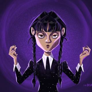 Wednesday Addams cartoon wallpaper