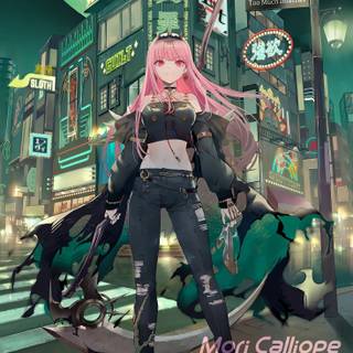 Mori Calliope phone wallpaper