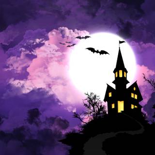 Purple Halloween laptop wallpaper