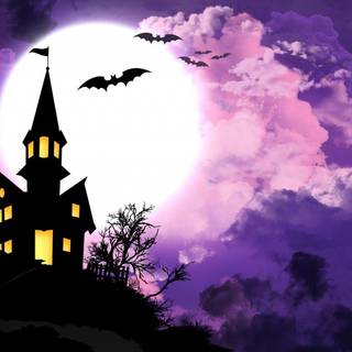Purple Halloween laptop wallpaper