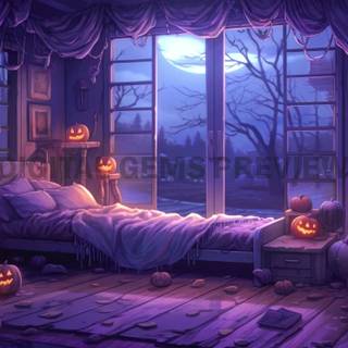 Purple Halloween laptop wallpaper