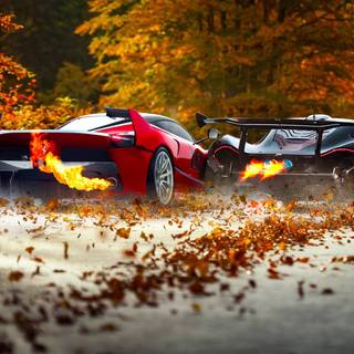 Autumn sports cars wallpaper