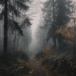 Foggy rain autumn wallpaper