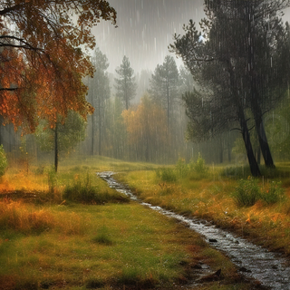 Foggy rain autumn wallpaper