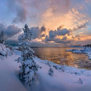 Panoramic winter wallpaper