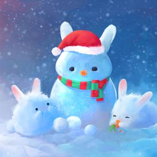 Winter bunnies wallpaper