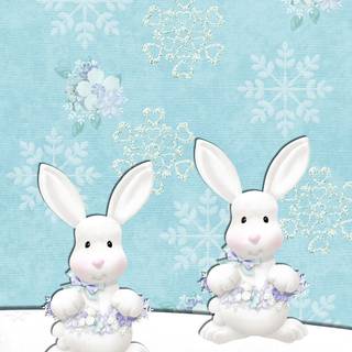 Winter bunnies wallpaper