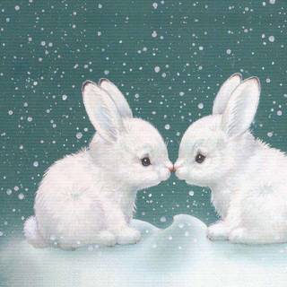Winter bunnies wallpaper