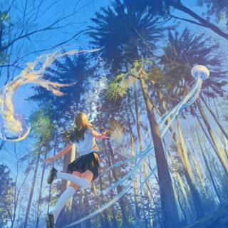 4k anime forest wallpaper