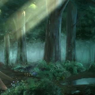 Anime forest PC wallpaper