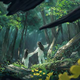 Forest anime PC wallpaper