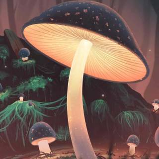 Aesthetic tiny mushrooms wallpaper