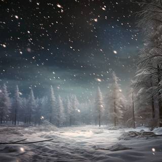 Forest winter night wallpaper