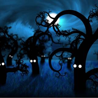 Spooky Halloween forest wallpaper