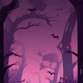 Spooky Halloween forest wallpaper