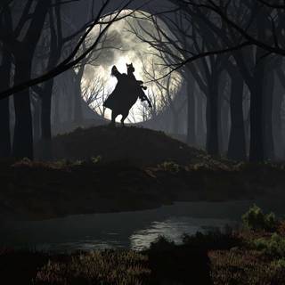 Spooky Halloween forest wallpaper