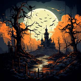 Spooky Halloween forest wallpaper
